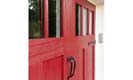 Detail shot of Red Clopay Canyon Ridge Limited Edition Garage Door used on HGTVs 2018 Urban Oasis